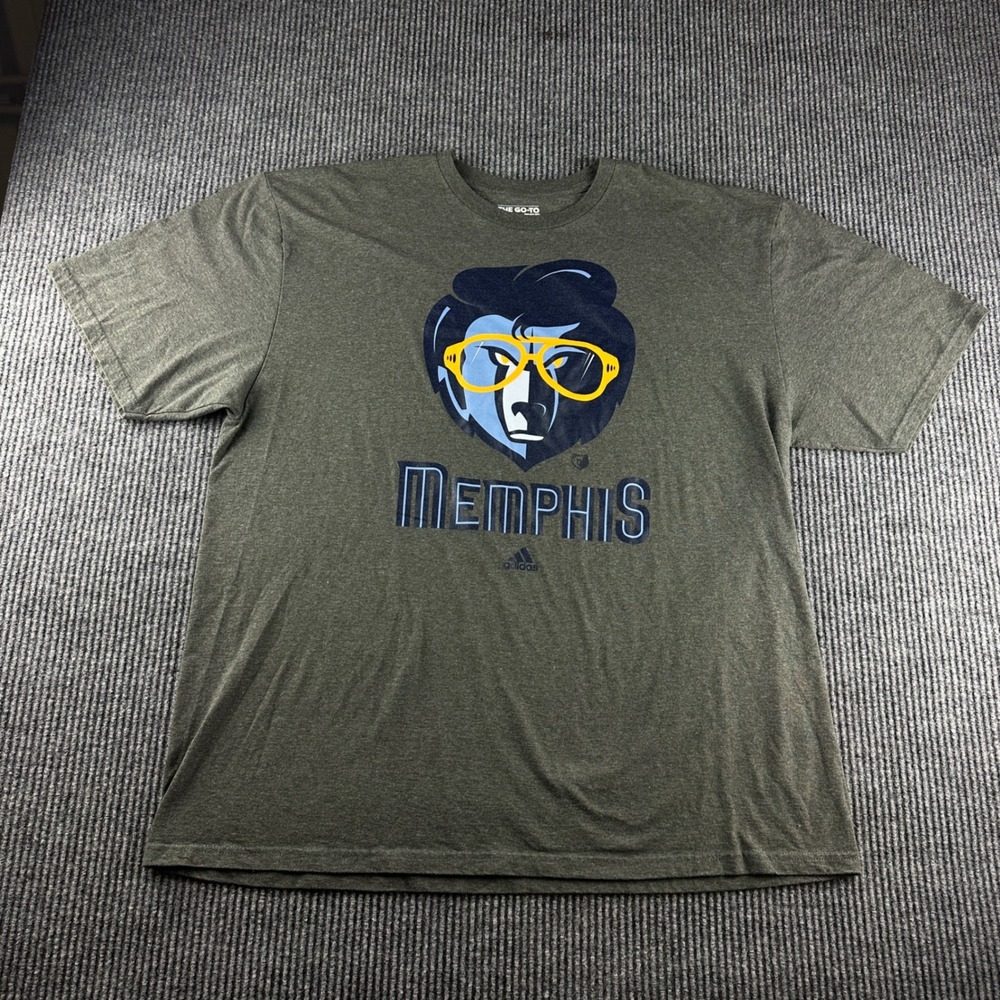 Adidas Memphis Grizzlies Elvis NBA Go-To Tee Shirt Gray Mens 2XL Basketball